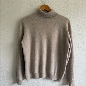 Lands' End Oat Cashmere Turtleneck Sweater